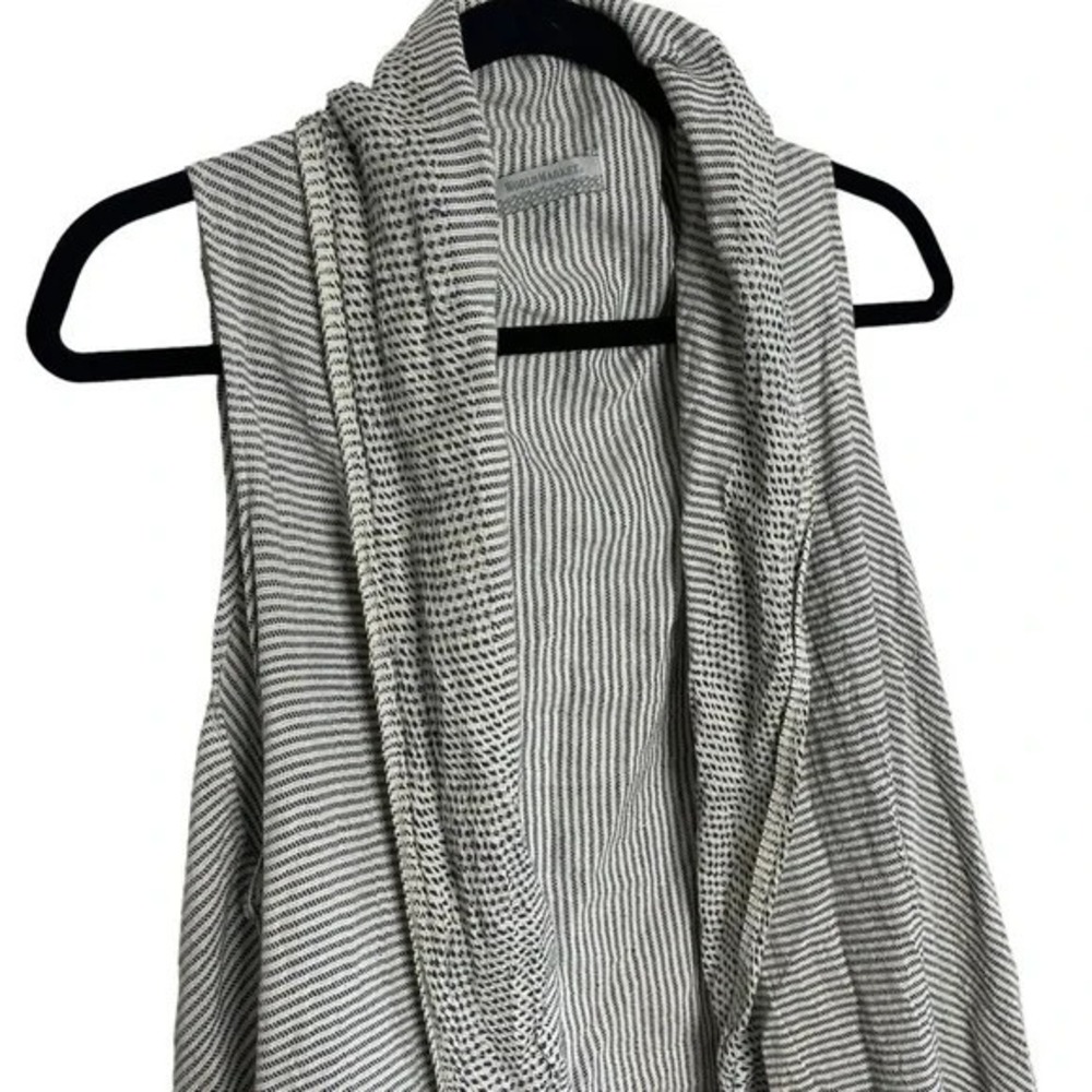 World Market Blue and Cream Fringe Vest Boho Chic Cozycore Cottagecore Lagenlook - Picture 7 of 12